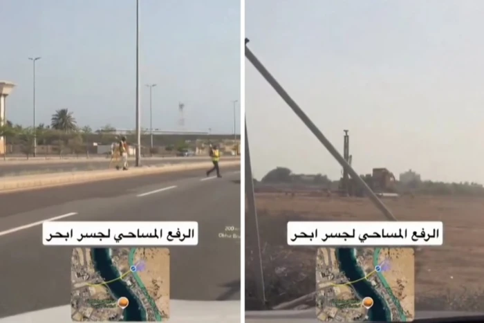 مواطن يوثق وجود معدات اختبار التربة ورفع مساحي لمشروع جسر أبحر بجدة